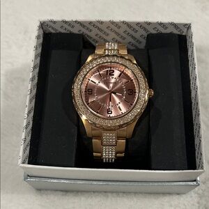 Express Men’s Rose Gold Watch with Crystal Accents